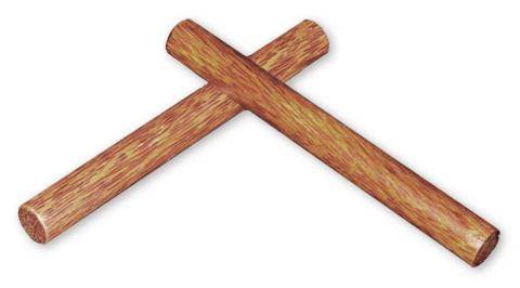 Two wooden cylindrical sticks