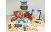 Contents of Get Ready for Kindergarten Early Literacy Kit including books, a clock, blocks, and puzzles